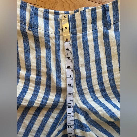 BODEN: 100% Linen- Classic Blue& White Striped Pants - Size 6R - Picture 8 of 9